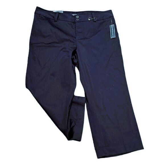 Chaps Women's Navy Blue Capri Pants Slimming Fit Flat Front Travel Work  Sz 12P - Picture 1 of 7